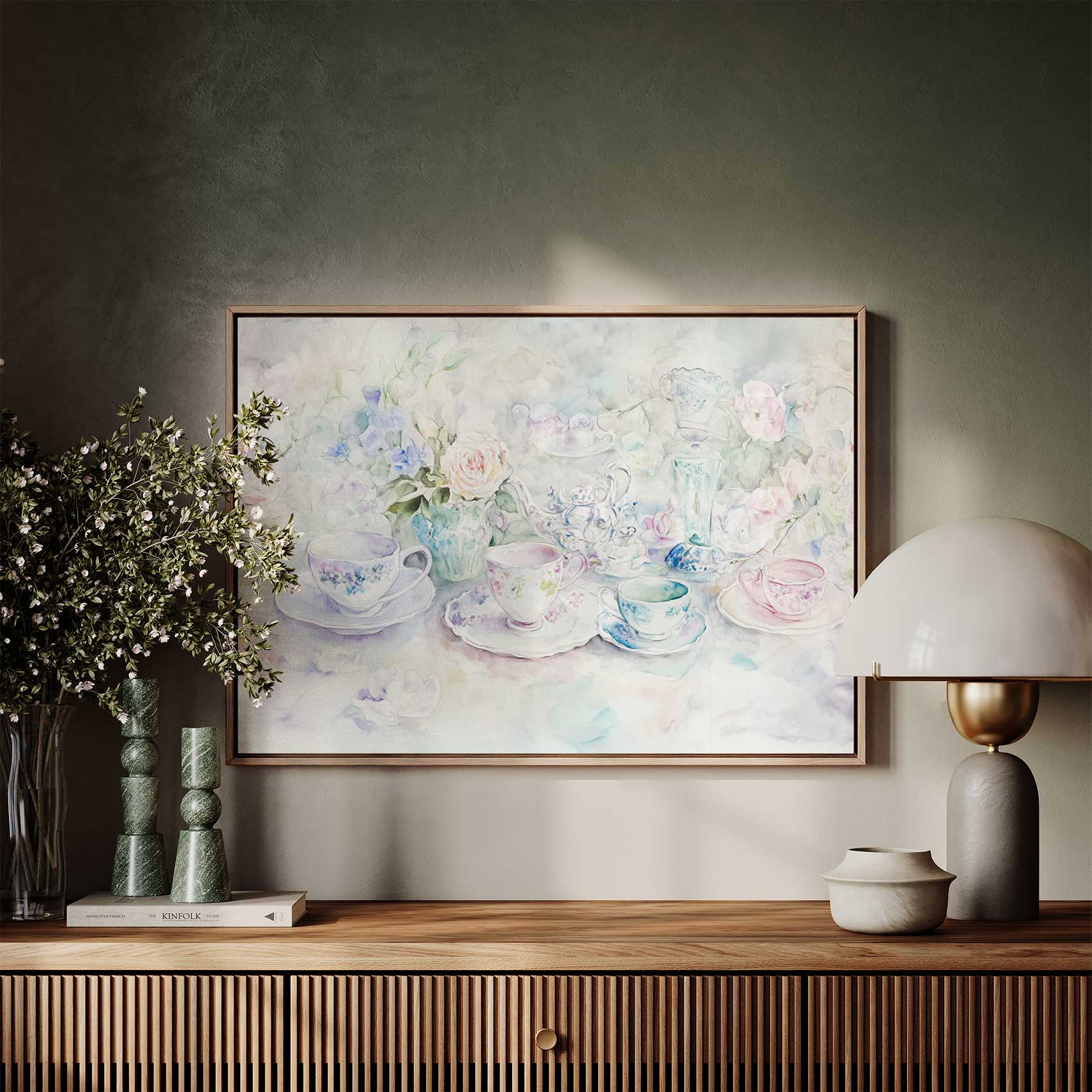 Pastel theeservies bloemtafereel - Afbeelding 7
