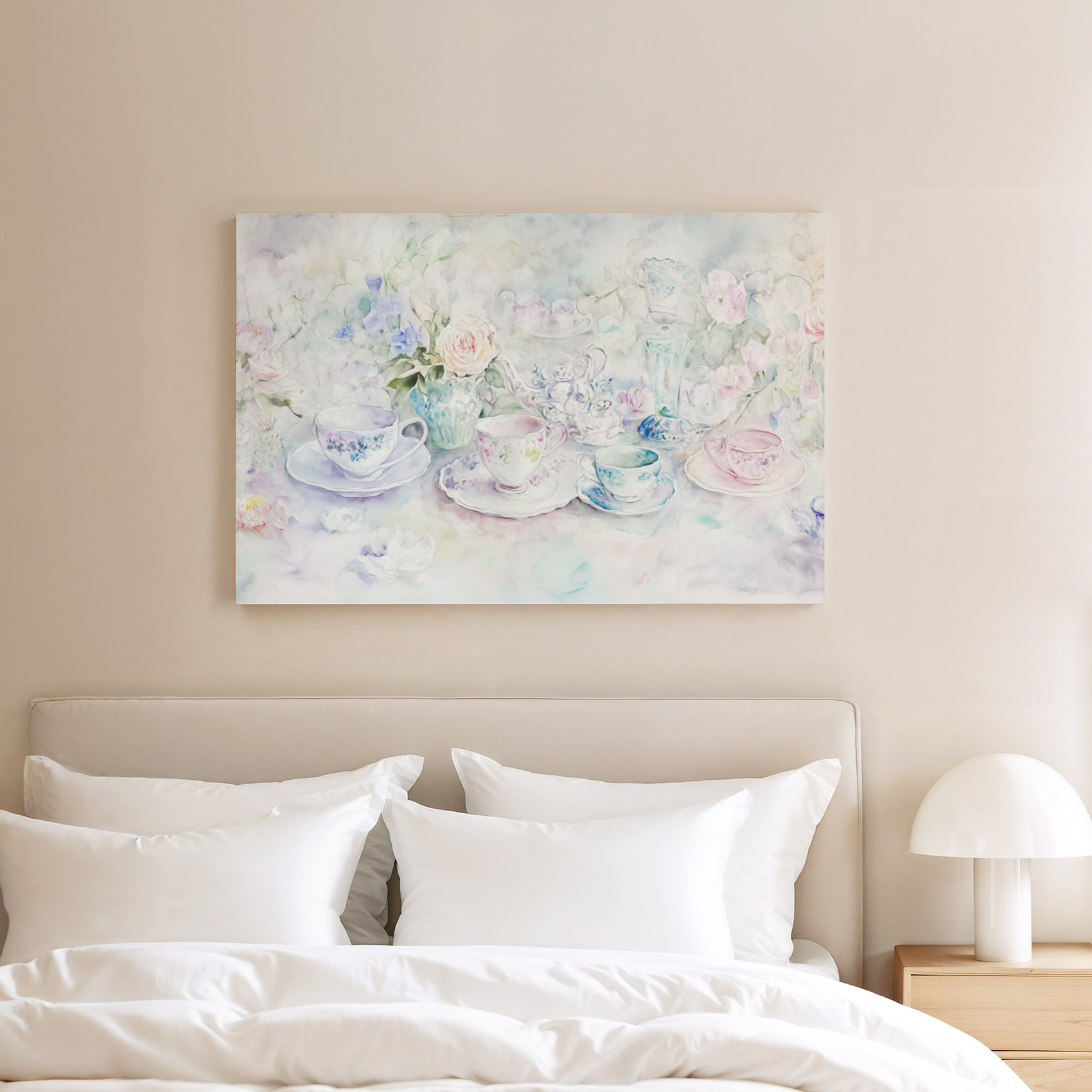 Pastel theeservies bloemtafereel - Afbeelding 8