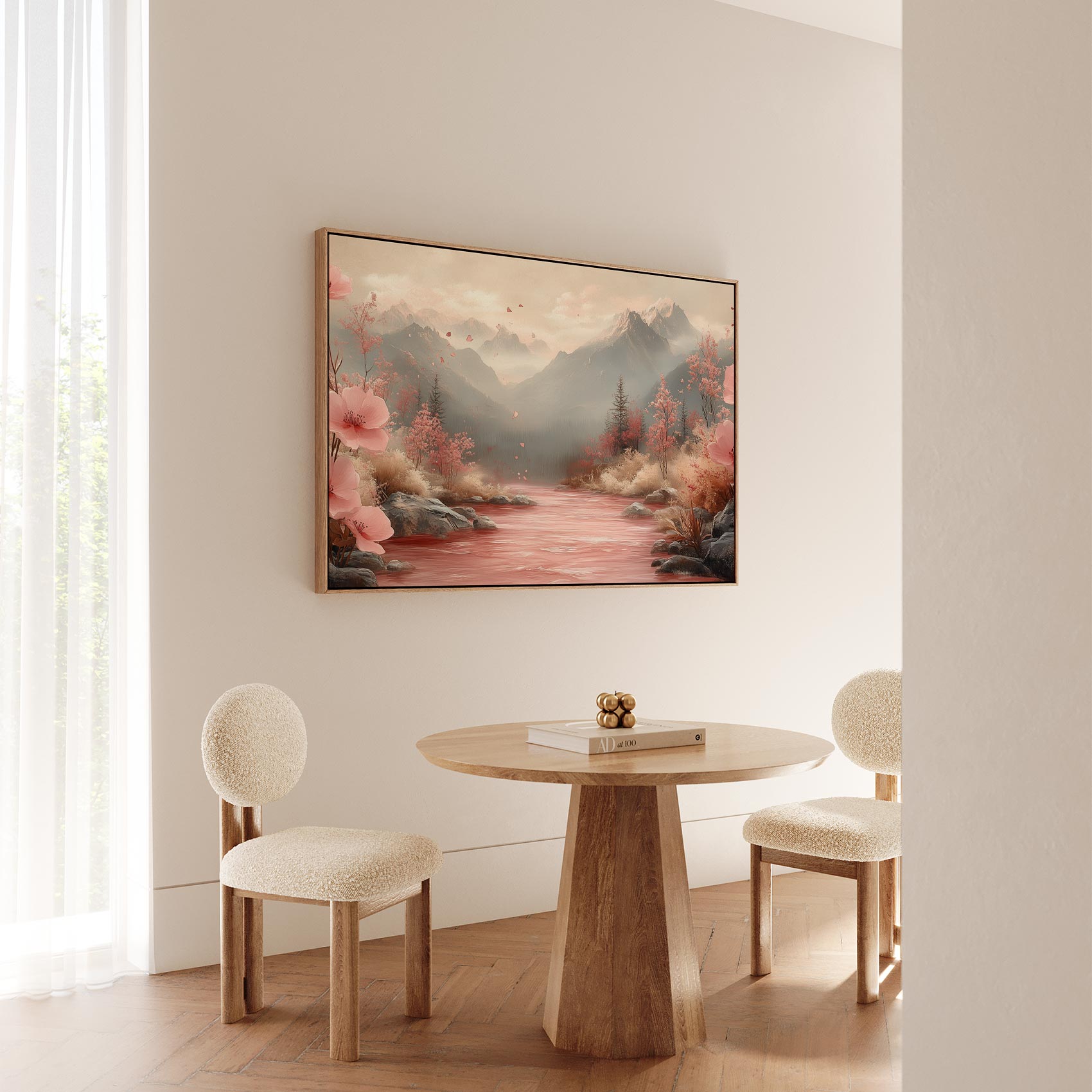 Rivier tussen roze bergbloemen - Afbeelding 5