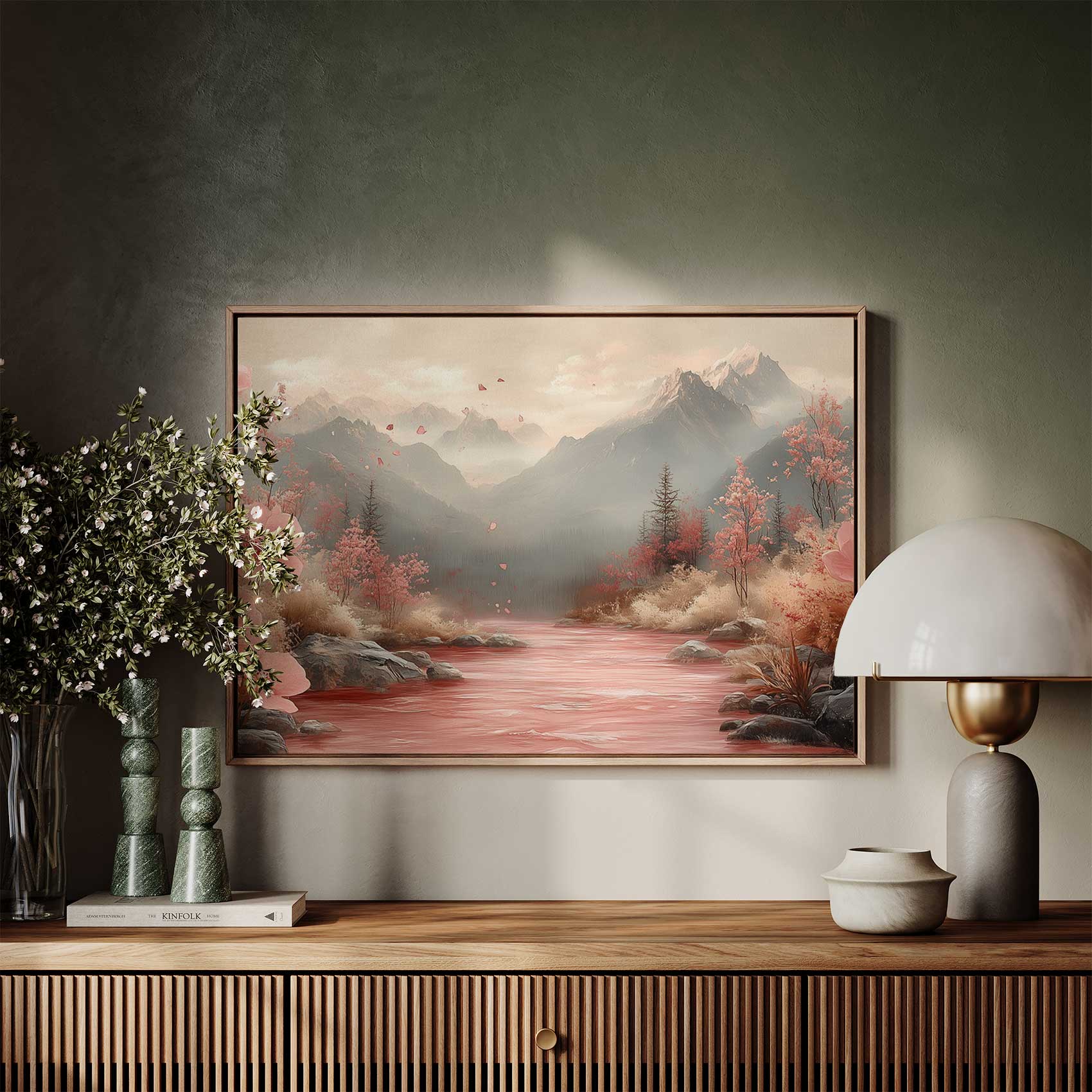 Rivier tussen roze bergbloemen - Afbeelding 7