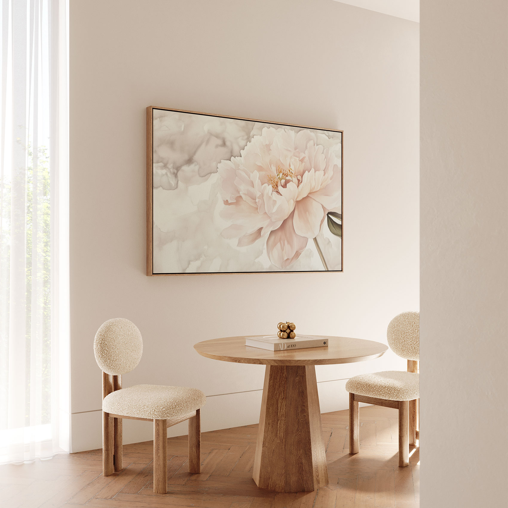 Prachtige roze pioen aquarel - Afbeelding 5